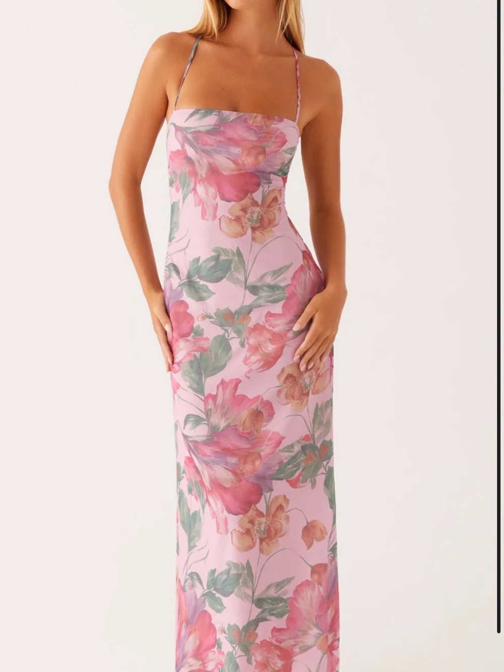Peppermayo Pink Floral Strapless Maxi Dress